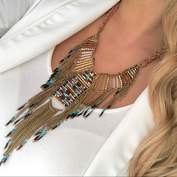 Express Jewelry - Express suede tribal beaded statement necklace